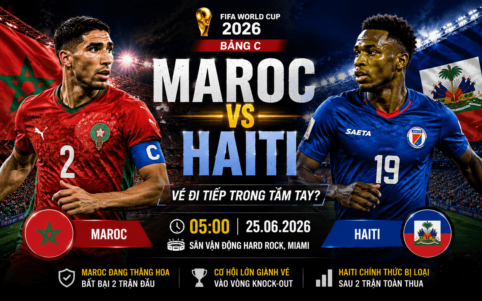 Maroc vs Haiti: Đại diện châu Phi đứng trước cơ hội giành vé knock-out World Cup 2026