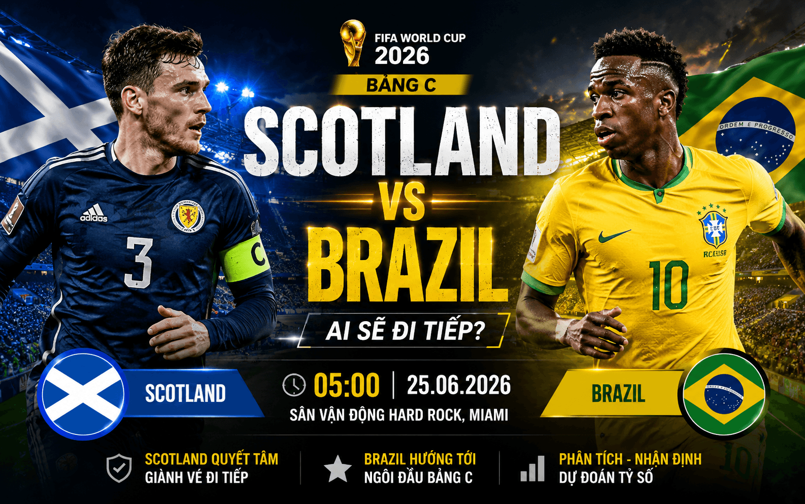 Scotland vs Brazil: Thử thách cuối cùng của Scotland, Selecao hướng tới ngôi đầu bảng C World Cup 2026