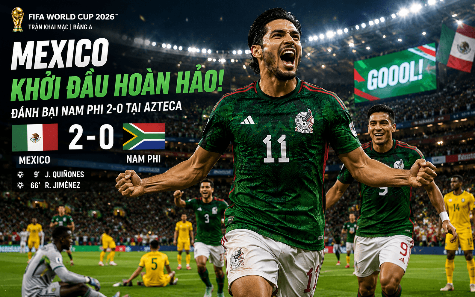 Mexico 2-0 Nam Phi: Chủ Nhà World Cup 2026 Khởi Đầu Hoàn Hảo Tại Azteca