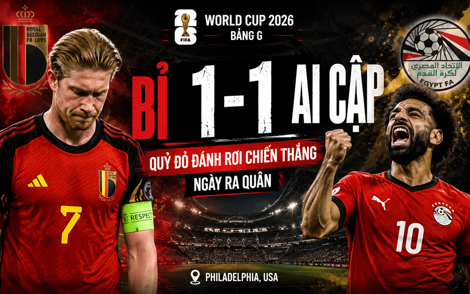 Bỉ 1-1 Ai Cập: Quỷ Đỏ đánh rơi chiến thắng ngày ra quân World Cup 2026
