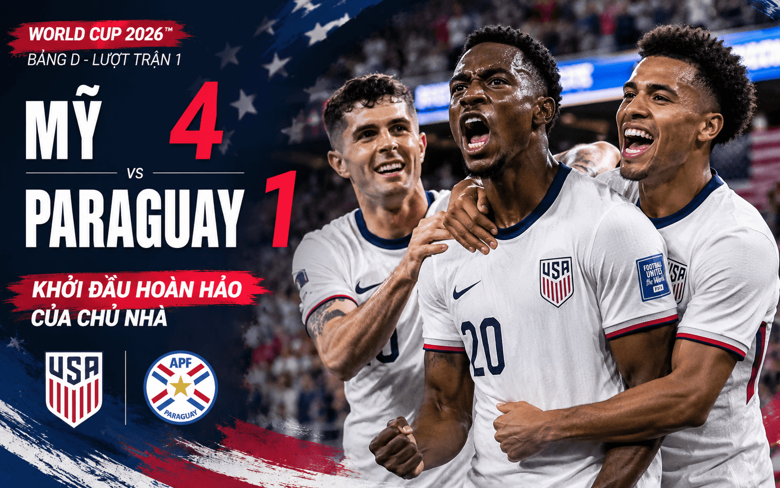 Mỹ 4-1 Paraguay: Chủ Nhà World Cup 2026 Khởi Đầu Hoàn Hảo Với Chiến Thắng Áp Đảo